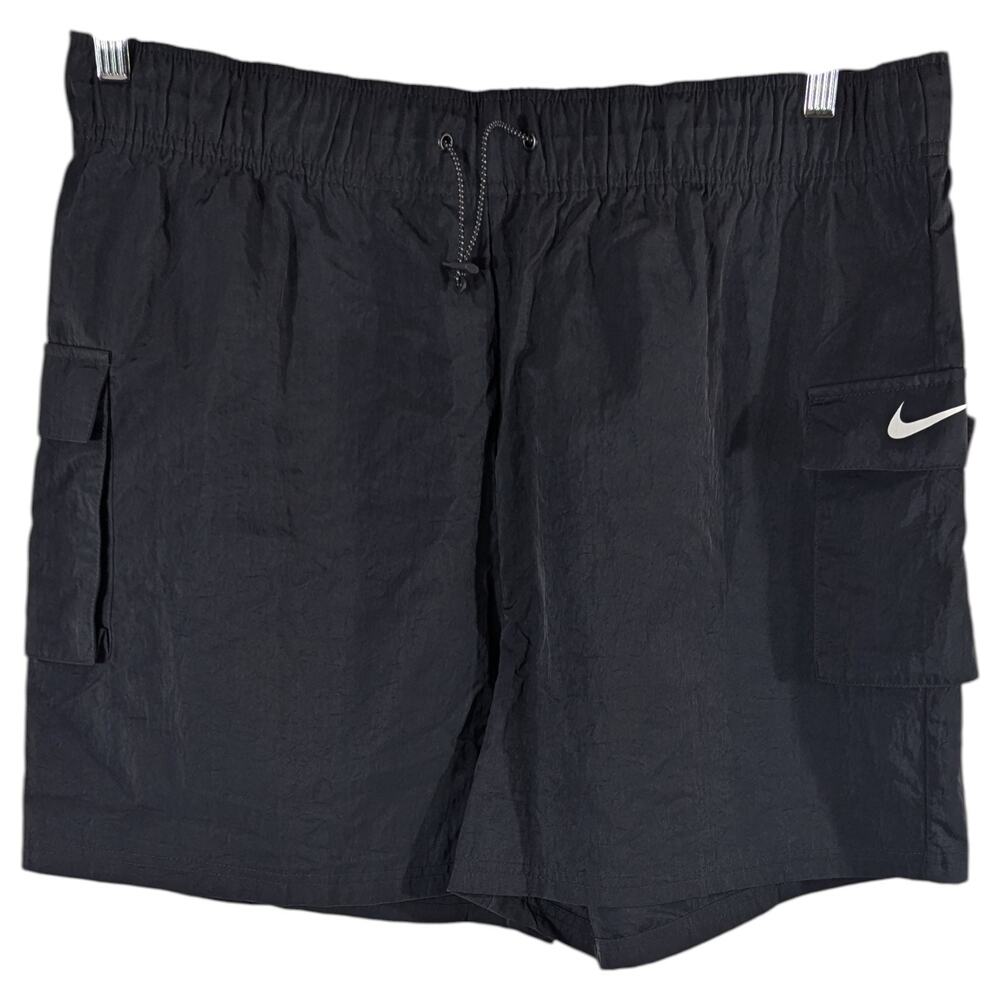 Nike Swim Voyage Cargo Woven Shorts Mens XL 4.5" Black Packable Hiking Trunk